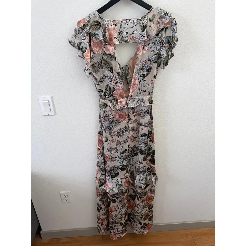For Love & Lemons Luciana Maxi Dress Ivory Floral S